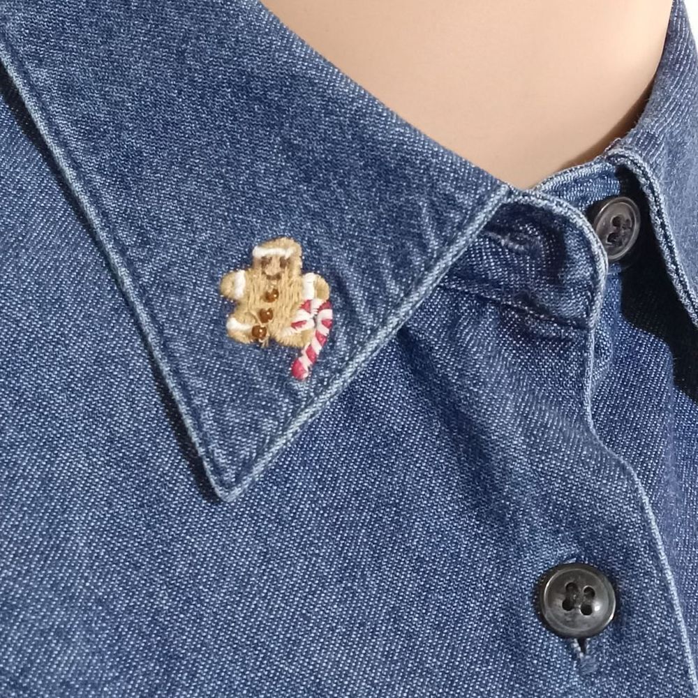 Vintage Karen Scott Christmas Denim Long Sleeve Shirt Size: S - Picture 9 of 10